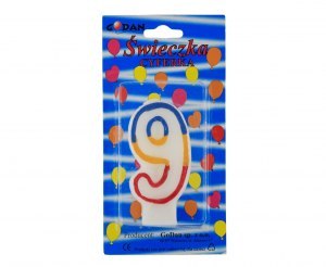 Świeczka cyferka "9" - 7 cm . KK | LZ0001-9 Świeczka cyferka "9" - 7 cm . KK | LZ0001-9