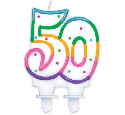 Świeczka cyferka z kropeczkami "50" 8 cm | PF-SCK50 Świeczka cyferka z kropeczkami "50" 8 cm | PF-SCK50