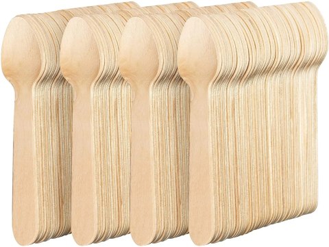 Łyżki drewniane jednorazowe sztućce ekologiczne 16 cm - 100 szt Łyżki drewniane jednorazowe sztućce ekologiczne 16 cm - 100 szt