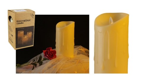 Świeca led na baterie z ruchomym płomieniem efekt rozlanego wosku 15x7cm ŻÓŁTA | GAO-105C Świeca led na baterie z ruchomym płomieniem efekt rozlanego wosku 15x7cm ŻÓŁTA | GAO-105C