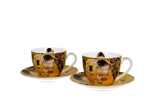 Filiżanki ze spodkami 250ml komplet 2szt. THE KISS BROWN by Gustav Klimt Filiżanki ze spodkami 250ml komplet 2szt. THE KISS BROWN by Gustav Klimt