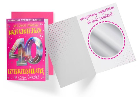 Karnet Urodziny 40-latki - lusterko (cyfry) DK-923