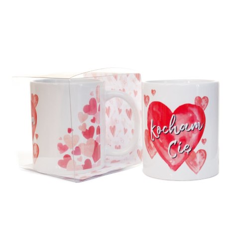 Kubek ceramiczny w ozdobnym opakowaniu z napisem "KOCHAM CIĘ" - serca Kubek ceramiczny w ozdobnym opakowaniu z napisem "KOCHAM CIĘ" - serca