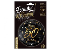 Balon foliowy B&C Happy 50 Birthday czarny nadruk złoty 18
