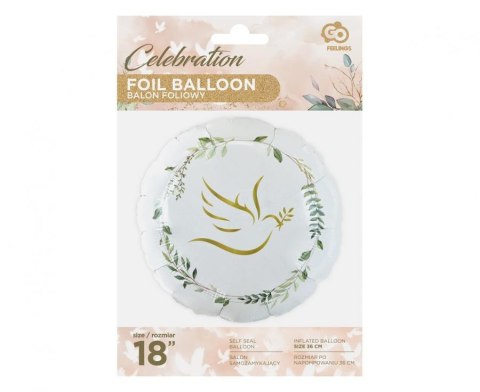 Balon foliowy Gołąbek z listkami okrągły 18" | FG-OZGL Balon foliowy Gołąbek z listkami okrągły 18" | FG-OZGL