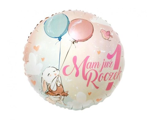 Balon foliowy Mam Już 1 Roczek, 18" króliczek FG-O1KR Balon foliowy Mam Już 1 Roczek, 18" króliczek FG-O1KR