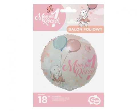 Balon foliowy Mam Już 1 Roczek, 18" króliczek FG-O1KR Balon foliowy Mam Już 1 Roczek, 18" króliczek FG-O1KR