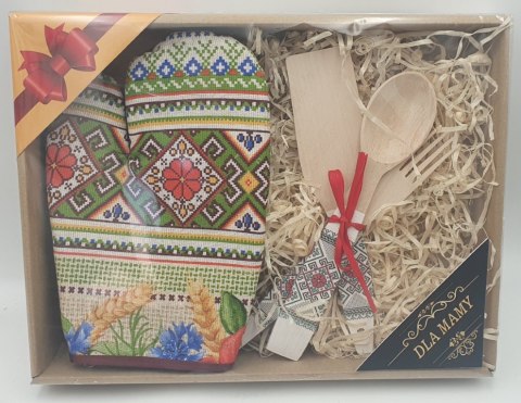 Zestaw rękawica + sztućce drewniane dla Mamy 36 x 28 cm. | P1426PW3 Zestaw rękawica + sztućce drewniane dla Mamy 36 x 28 cm. | P1426PW3