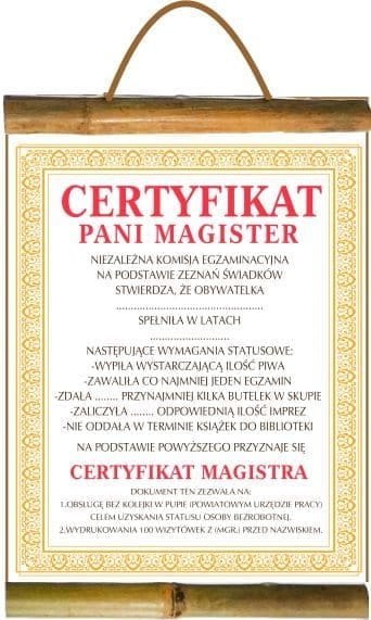 Dyplom Certyfikat Pani magister Dyplom Certyfikat Pani magister