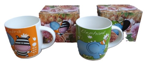Kubek ceramiczny w ozdobnym kartoniku 320 ml zwierzaki Kubek ceramiczny w ozdobnym kartoniku 320 ml zwierzaki