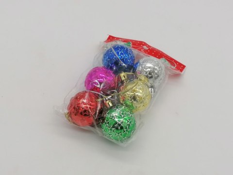 Bombki kolorowe 6szt. mix wzorów 4cm Bombki kolorowe 6szt. mix wzorów 4cm