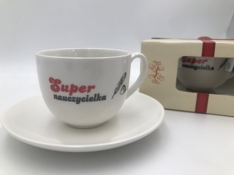Filiżanka + spodek Super Nauczycielka Filiżanka + spodek Super Nauczycielka