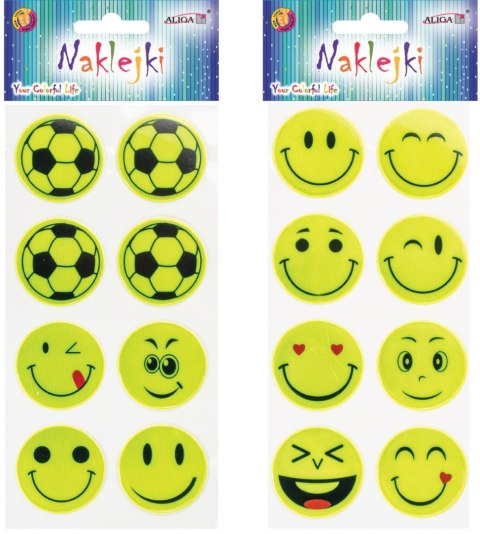 Naklejki odblaskowe śr.4cm. MIX 8szt. NK-8887 Naklejki odblaskowe śr.4cm. MIX 8szt. NK-8887