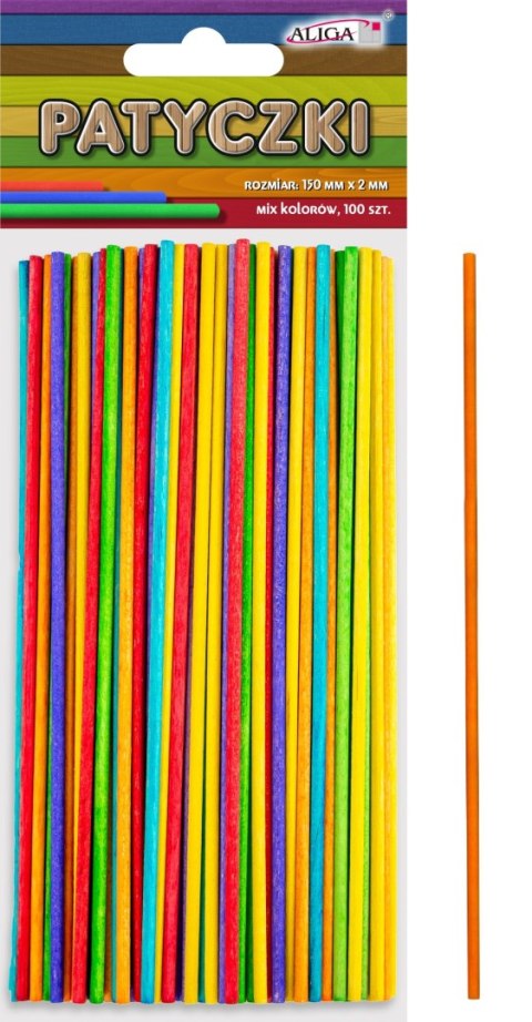 Patyczki PK-2150 okrągłe mix kolorów 150x2mm,op.100szt. Patyczki PK-2150 okrągłe mix kolorów 150x2mm,op.100szt.