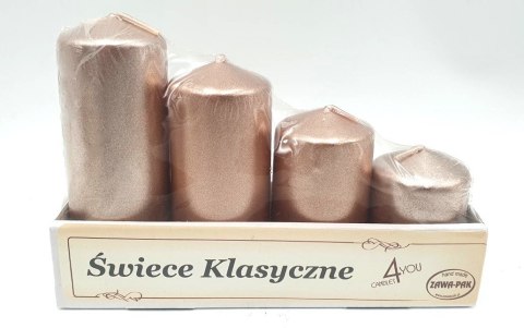Świece walec różowe złoto 4szt. 11-7cm | L36 SET50/4 Świece walec różowe złoto 4szt. 11-7cm | L36 SET50/4