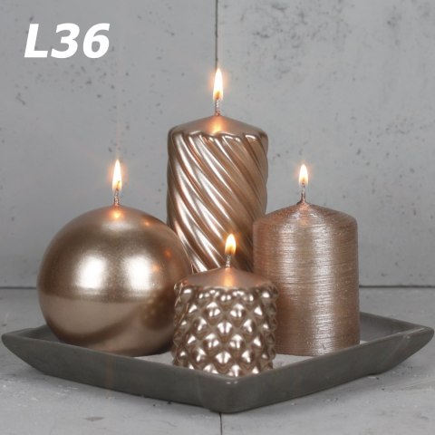 Świece walec różowe złoto 4szt. 11-7cm | L36 SET50/4 Świece walec różowe złoto 4szt. 11-7cm | L36 SET50/4