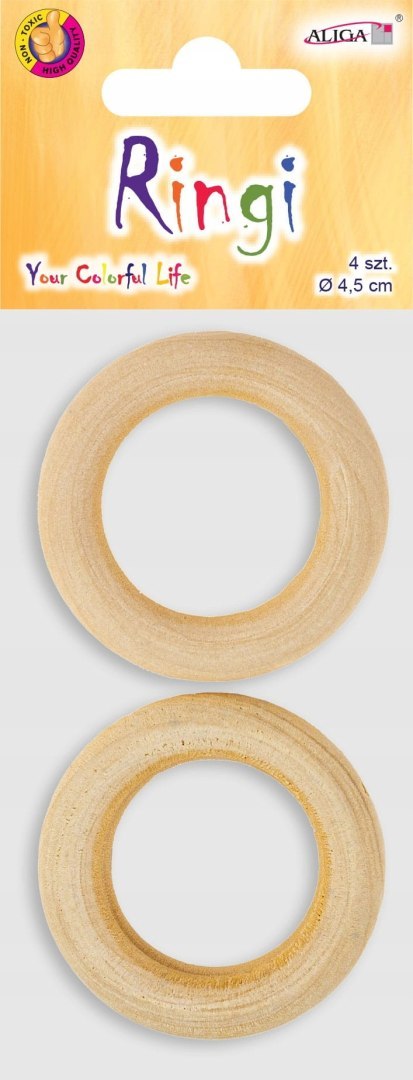 Drewniane ringi 4,5cm 4szt. RD-2068 Drewniane ringi 4,5cm 4szt. RD-2068