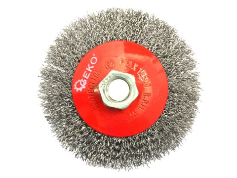 Szczotka druciana obrotowa boczna 100mm M14 drut karbowany stalowy G00597 Szczotka druciana obrotowa boczna 100mm M14 drut karbowany stalowy G00597