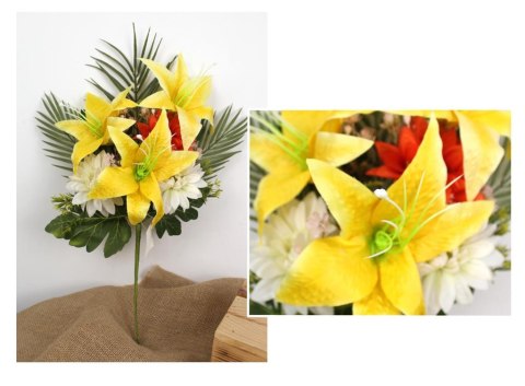 Bukiet mieszany lilia,gerbera ,wys.58cm główka 11-19cm żółto-pomarańczowy WMD-212B Bukiet mieszany lilia,gerbera ,wys.58cm główka 11-19cm żółto-pomarańczowy WMD-212B
