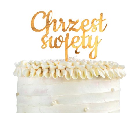 Dekoracja akrylowa na tort Chrzest Święty złota 11x13 cm PF-DACS Dekoracja akrylowa na tort Chrzest Święty złota 11x13 cm PF-DACS