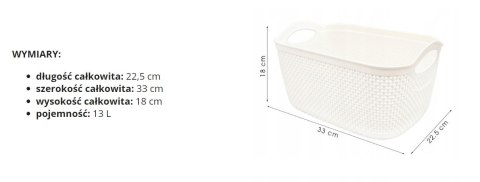 Koszyk plastikowy biały 13l PEARL 4255 IVO Koszyk plastikowy biały 13l PEARL 4255 IVO