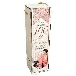 Skrzynka pudełko 33,5 x 9,5cm na butelkę alkoholu 100 LAT kolor ELEGANT PANI 3311-EPI100