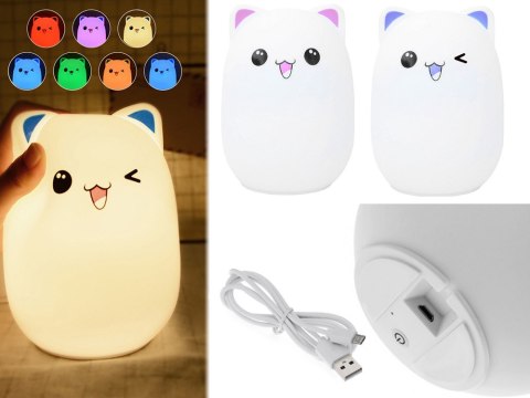 Lampka nocna dla dzieci led kot kotek rgb pilot Lampka nocna dla dzieci led kot kotek rgb pilot