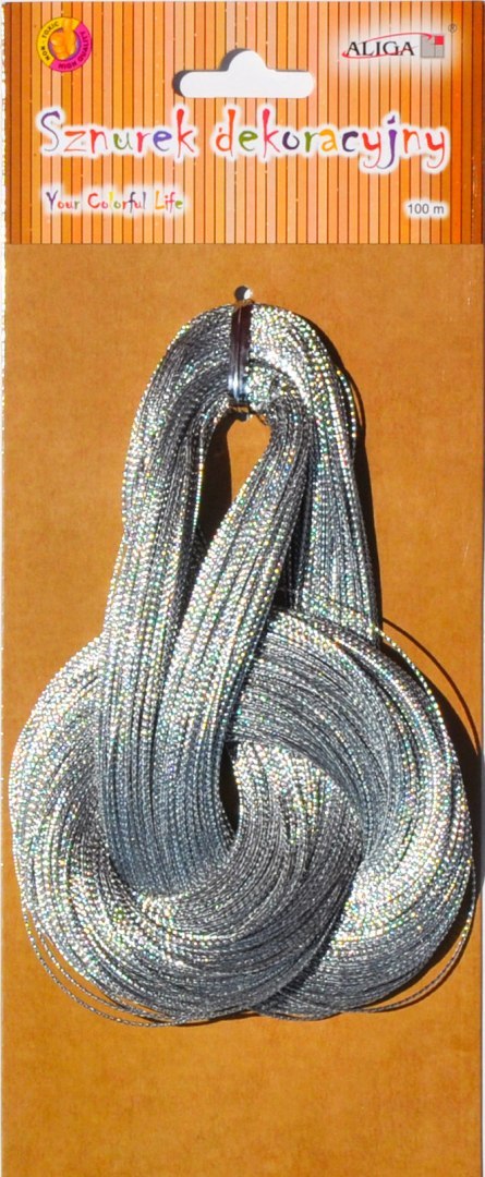 Sznurek dekoracyjny srebrny 1mm x 100m SZM-4119 Sznurek dekoracyjny srebrny 1mm x 100m SZM-4119