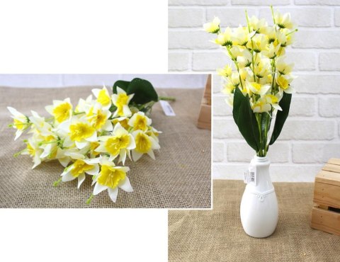 Bukiet 2szt żonkil drobne kwiatki wys. 45 cm, 5 łodyg (kwiat 6 x 1 cm) BIAŁO-ŻÓŁTY KZI-22101 Bukiet 2szt żonkil drobne kwiatki wys. 45 cm, 5 łodyg (kwiat 6 x 1 cm) BIAŁO-ŻÓŁTY KZI-22101