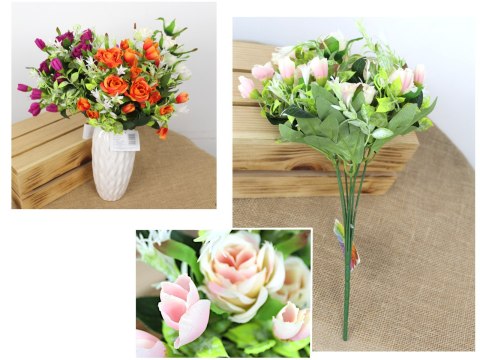 Bukiet RÓŻA z pąkami 7 łodyg, wys. 36 cm (główka 5x2 cm) mix kolor KWE768 Bukiet RÓŻA z pąkami 7 łodyg, wys. 36 cm (główka 5x2 cm) mix kolor KWE768