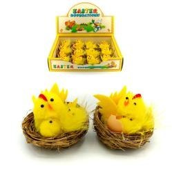 Kurczaki wielkanocne w gniazdkach 5,5 cm. 12 szt. WKZ-8253