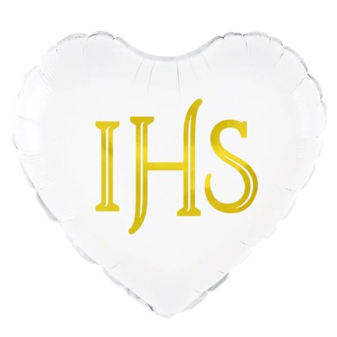 Balon foliowy serce IHS biało-złoty 45cm 127575