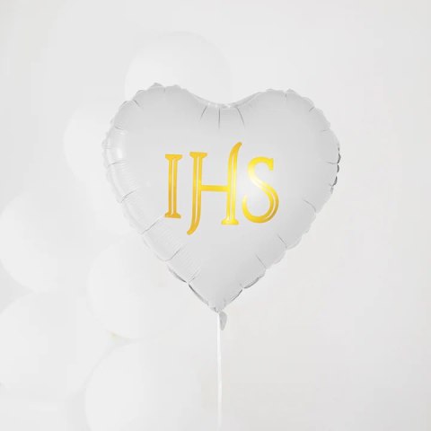 Balon foliowy serce IHS biało-złoty 45cm 127575 Balon foliowy serce IHS biało-złoty 45cm 127575