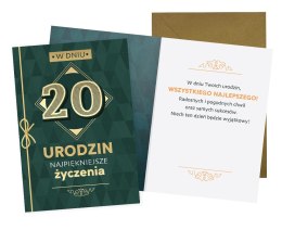 Karnet Urodziny 20 (cyfry, męskie) DK-1175