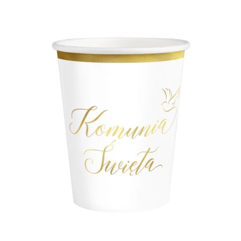 Kubek papierowy Komunia Święta biało-złoty 220 ml 6 szt. 161715 Kubek papierowy Komunia Święta biało-złoty 220 ml 6 szt. 161715