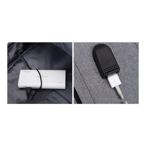Plecak sportowy USB szary PL150WZ2 Plecak sportowy USB szary PL150WZ2