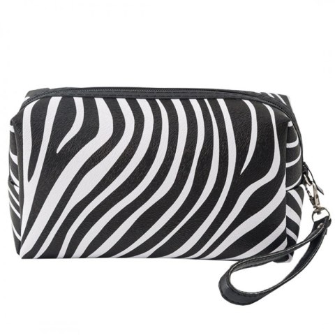 Kosmetyczka rozkładana czarna wzór zebra kuferek KS49 Kosmetyczka rozkładana czarna wzór zebra kuferek KS49