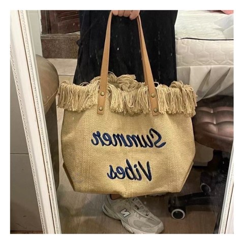 TORBA PLAŻOWA BOHO Z frędzlami brąz TP11BR TORBA PLAŻOWA BOHO Z frędzlami brąz TP11BR