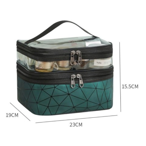 Kosmetyczka rozkładana geometryczna czarna 23x15,5x9cm KS35WZ3 Kosmetyczka rozkładana geometryczna czarna 23x15,5x9cm KS35WZ3