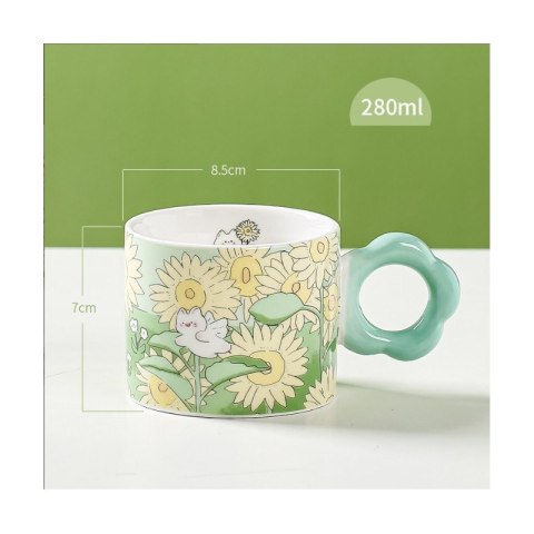 Kwiatowy Kubek z łyżeczką 280 ml + Pudełko na Prezent KB01ZIE Kwiatowy Kubek z łyżeczką 280 ml + Pudełko na Prezent KB01ZIE