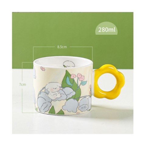 Kwiatowy Kubek z łyżeczką 280 ml + Pudełko na Prezent KB01ZO Kwiatowy Kubek z łyżeczką 280 ml + Pudełko na Prezent KB01ZO