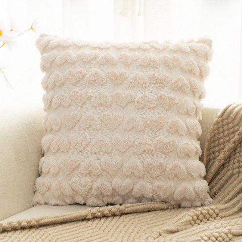 Poszewka na poduszkę 45 x 45 cm tekstura puchata SERCA Beż POD149 Poszewka na poduszkę 45 x 45 cm tekstura puchata SERCA Beż POD149