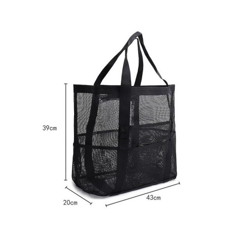 Torba plażowa minimalistyczna siateczkowa czarna 43x39x20cm TP12 Torba plażowa minimalistyczna siateczkowa czarna 43x39x20cm TP12