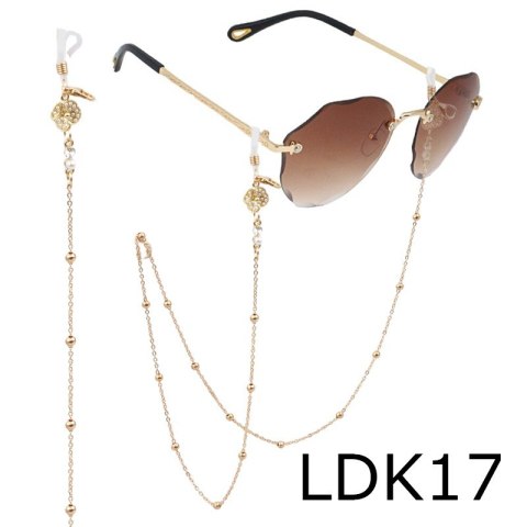 Łańcuszek do okularów cienki złoty kwiat cyrkonie 68cm LDK17 Łańcuszek do okularów cienki złoty kwiat cyrkonie 68cm LDK17