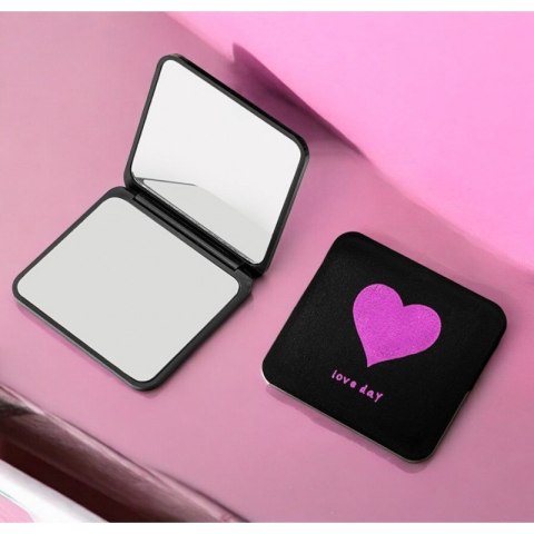 Lusterko kosmetyczne BLACK HEART eleganckie otwierane do torebki L16F Lusterko kosmetyczne BLACK HEART eleganckie otwierane do torebki L16F