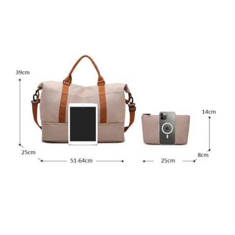 Zestaw Torba podróżna dwukomorowa z kosmetyczka 51x25x39cm T263SZ Zestaw Torba podróżna dwukomorowa z kosmetyczka 51x25x39cm T263SZ