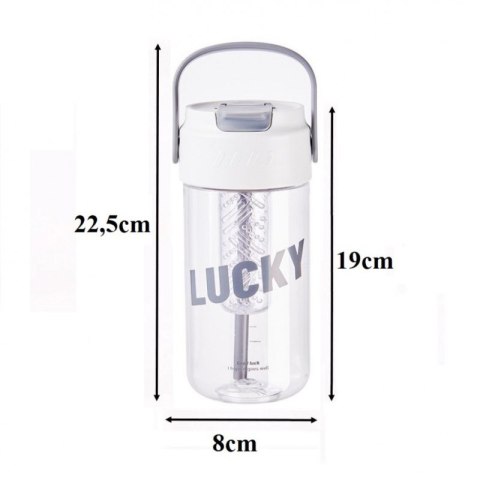 Butelka, bidon na wodę z koszyczkiem i słomką 800 ML Lucky BD36 Butelka, bidon na wodę z koszyczkiem i słomką 800 ML Lucky BD36