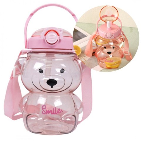 Butelka na wodę z uchwytem SWEET BEAR PINK 1000 ML BD27 Butelka na wodę z uchwytem SWEET BEAR PINK 1000 ML BD27
