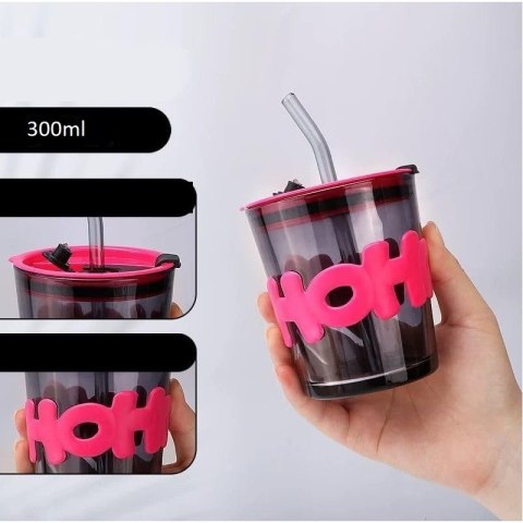Kubek z kolorowego szkła na Kawę Herbatę ze słomką i zamknięciem 300 ML CUP13 Kubek z kolorowego szkła na Kawę Herbatę ze słomką i zamknięciem 300 ML CUP13