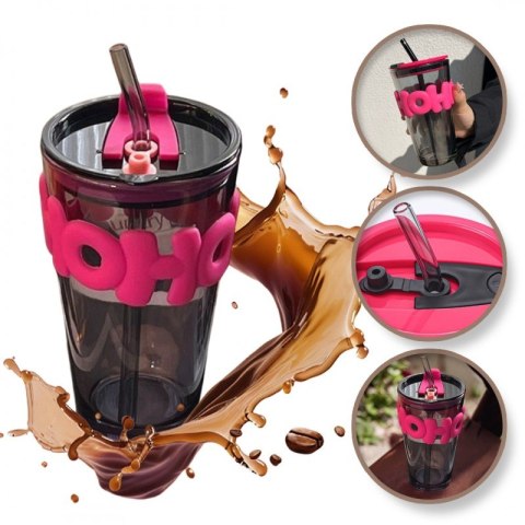 Kubek z kolorowego szkła na Kawę Herbatę ze słomką i zamknięciem 400 ML CUP14 Kubek z kolorowego szkła na Kawę Herbatę ze słomką i zamknięciem 400 ML CUP14